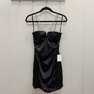 B Darlin Black Backless Dress with Chain Straps